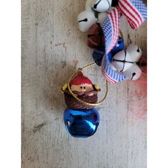 USA bell Rudolph Red-Nosed reindeer snowman ornament Xmas set - Picture 4 of 6